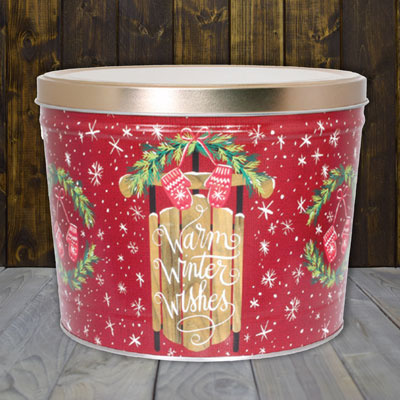 Warm Winter Wishes Popcorn Tin (2 Gallon - 2 Flavors)