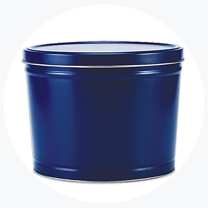 Solid Blue Popcorn Tin (2 Gallon - 2 Flavors) — Jane's Popcorn gift tin