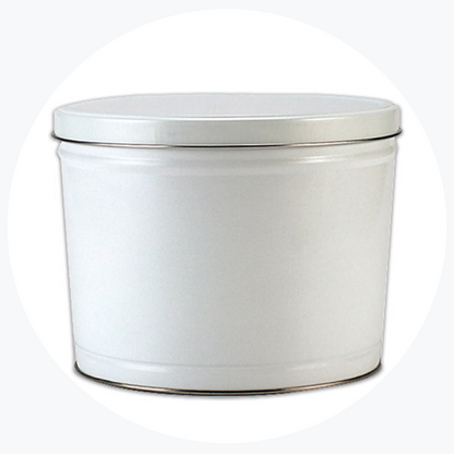 Solid White Popcorn Tin (2 Gallon - 2 Flavors) — Jane's Popcorn gift tin